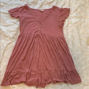 See You Monday ribbed pink button front dress